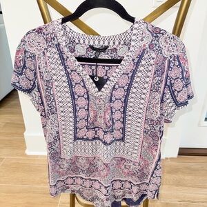 Lucky Brand Pink and Blue Paisley Blouse